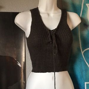 lace up vest crop top